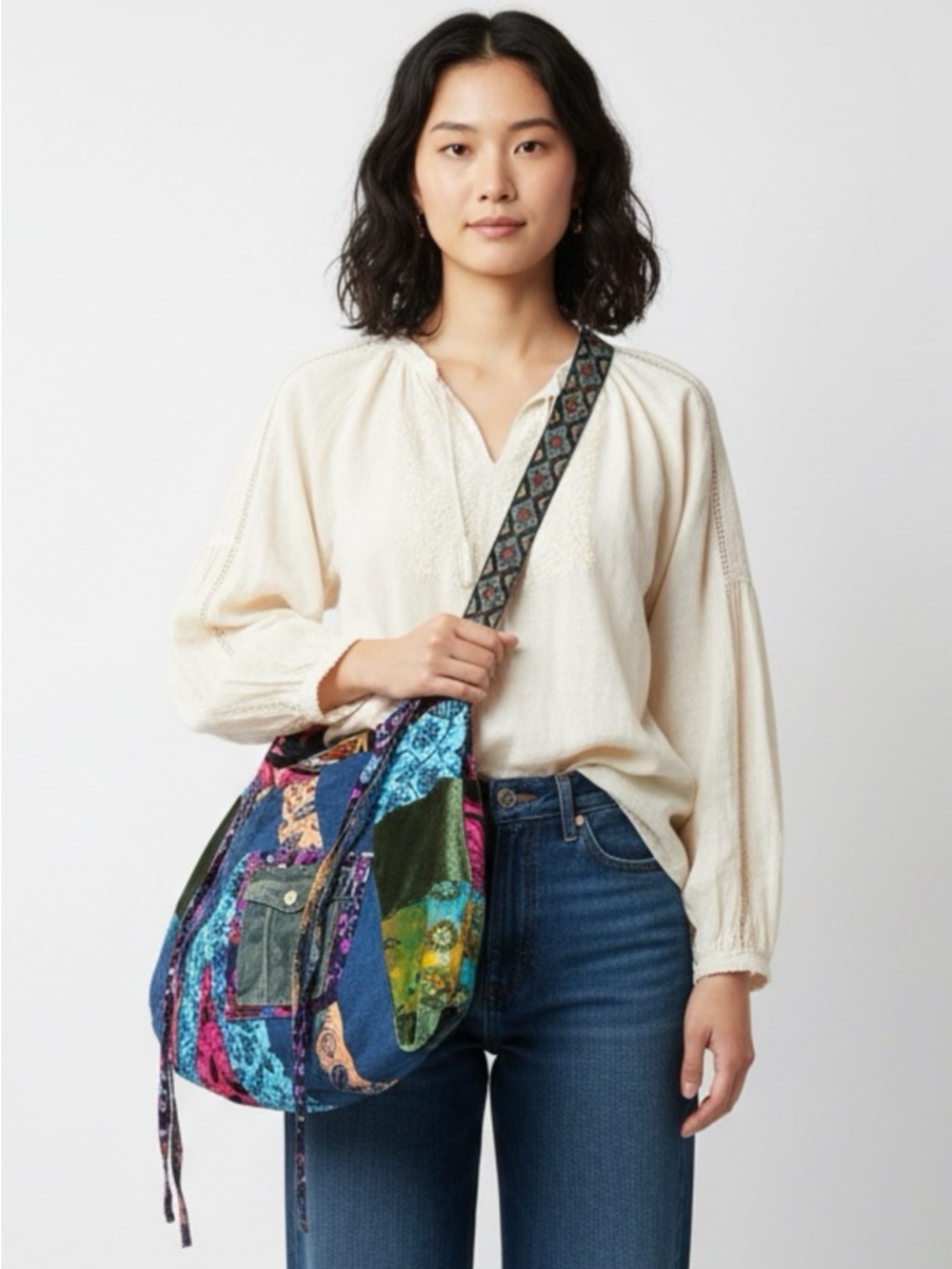 Handmade Patchwork Crossbody Boho Bag, Boho Shoulder Bag